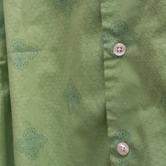 Perry Ellis Button Front Shirt Long Sleeves Green Honeycomb & Paisley Vintage L - Picture 11 of 15
